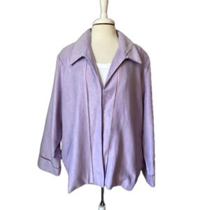 Suzanne Somers NWT Women's 3X Purple Faux‎ Suede Long Sleeve Blazer Cottagecore